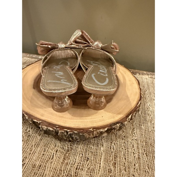 Circus NY by Sam Edelman Natalina Metallic Gold‎ Bow Kitten Heel Slide Sandals 8 - Picture 10 of 14